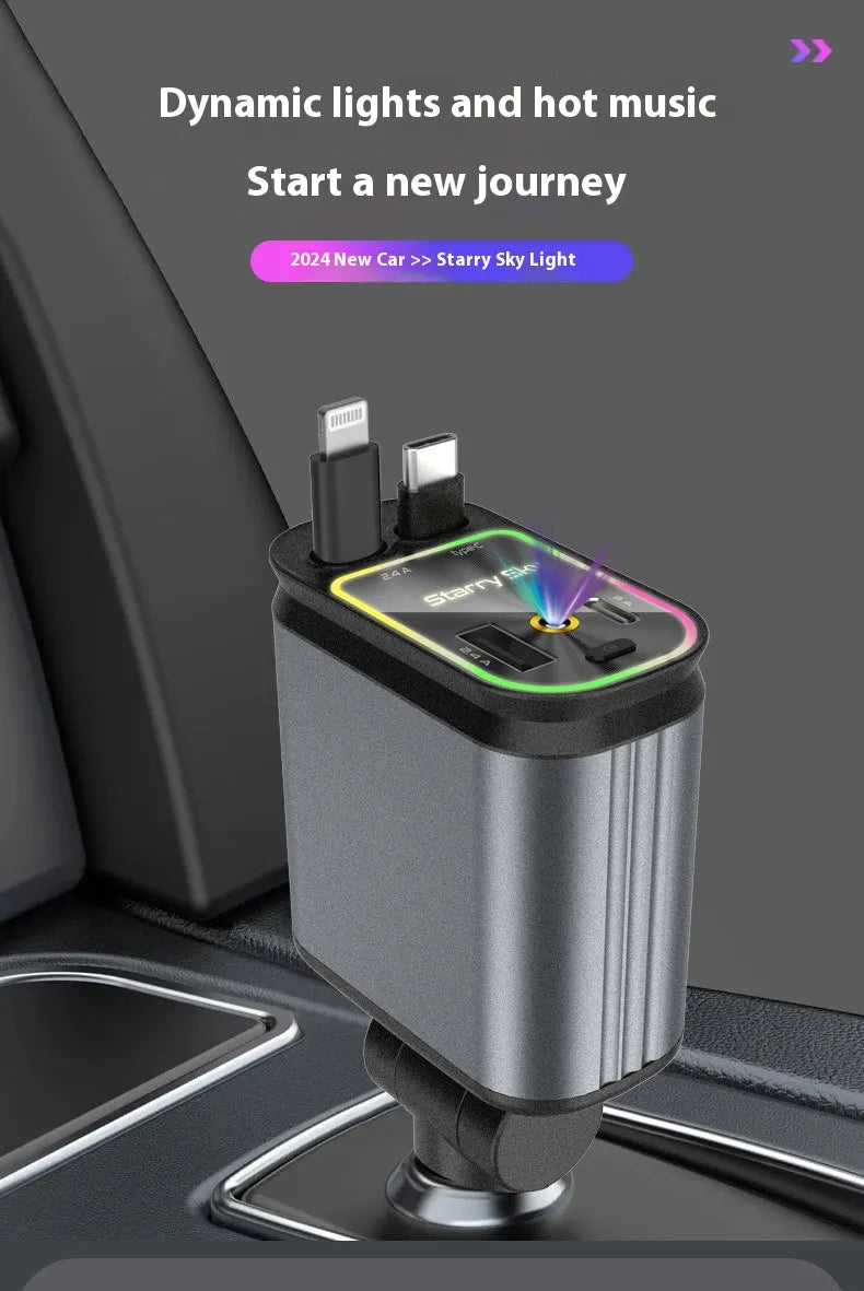 Car Mobile Phone Charger Four-in-one Multi-function Double Telescopic Strip Line!