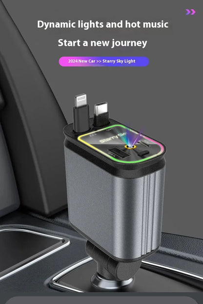 Car Mobile Phone Charger Four-in-one Multi-function Double Telescopic Strip Line!