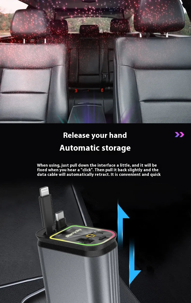 Car Mobile Phone Charger Four-in-one Multi-function Double Telescopic Strip Line!